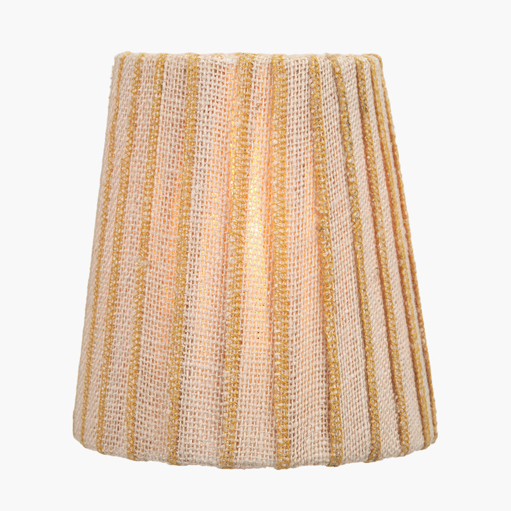 Isla 14cm Jute Striped Natural & Yellow Tall Tapered Candle Clip Lampshade