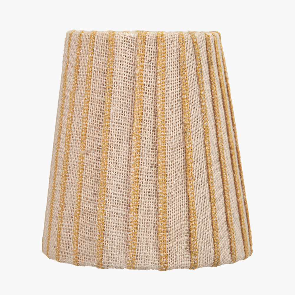 Isla 14cm Jute Striped Natural & Yellow Tall Tapered Candle Clip Lampshade