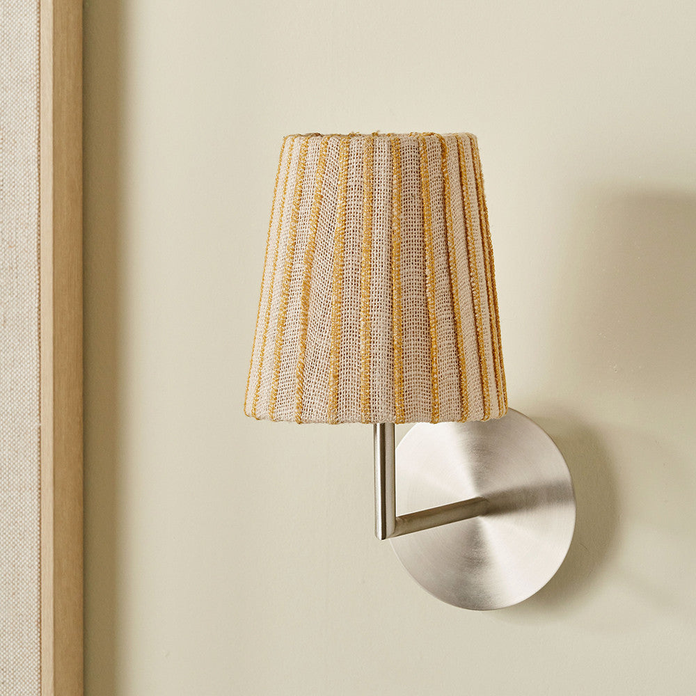 Isla 14cm Jute Striped Natural & Yellow Tall Tapered Candle Clip Lampshade