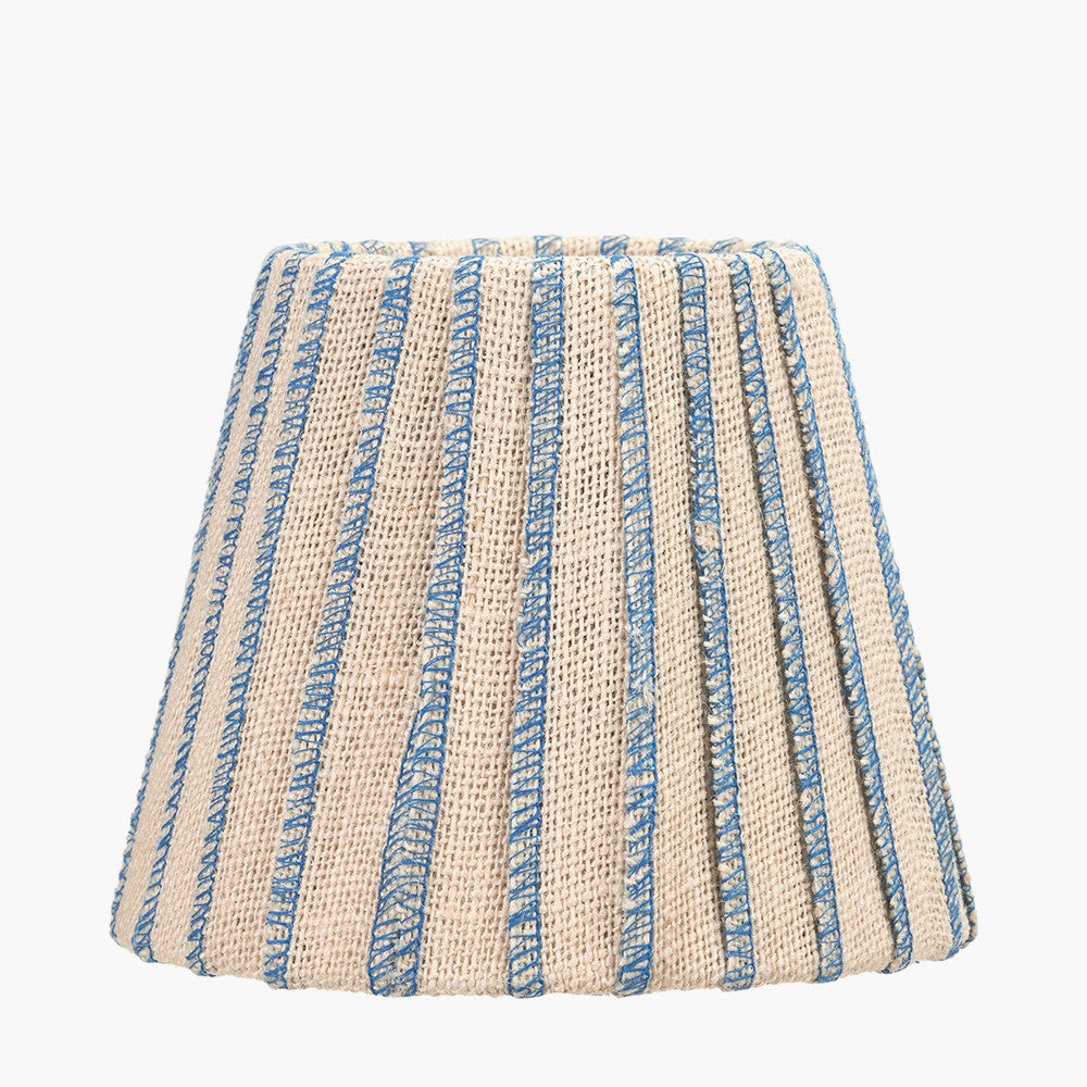 Isla 16cm Jute Striped Natural & Blue Tapered Lampshade