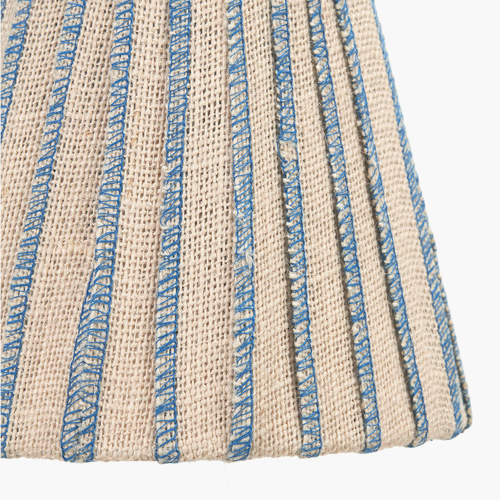 Isla 16cm Jute Striped Natural & Blue Tapered Lampshade