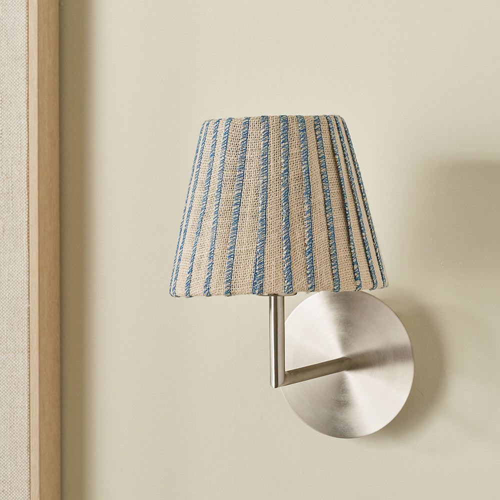 Isla 16cm Jute Striped Natural & Blue Tapered Lampshade