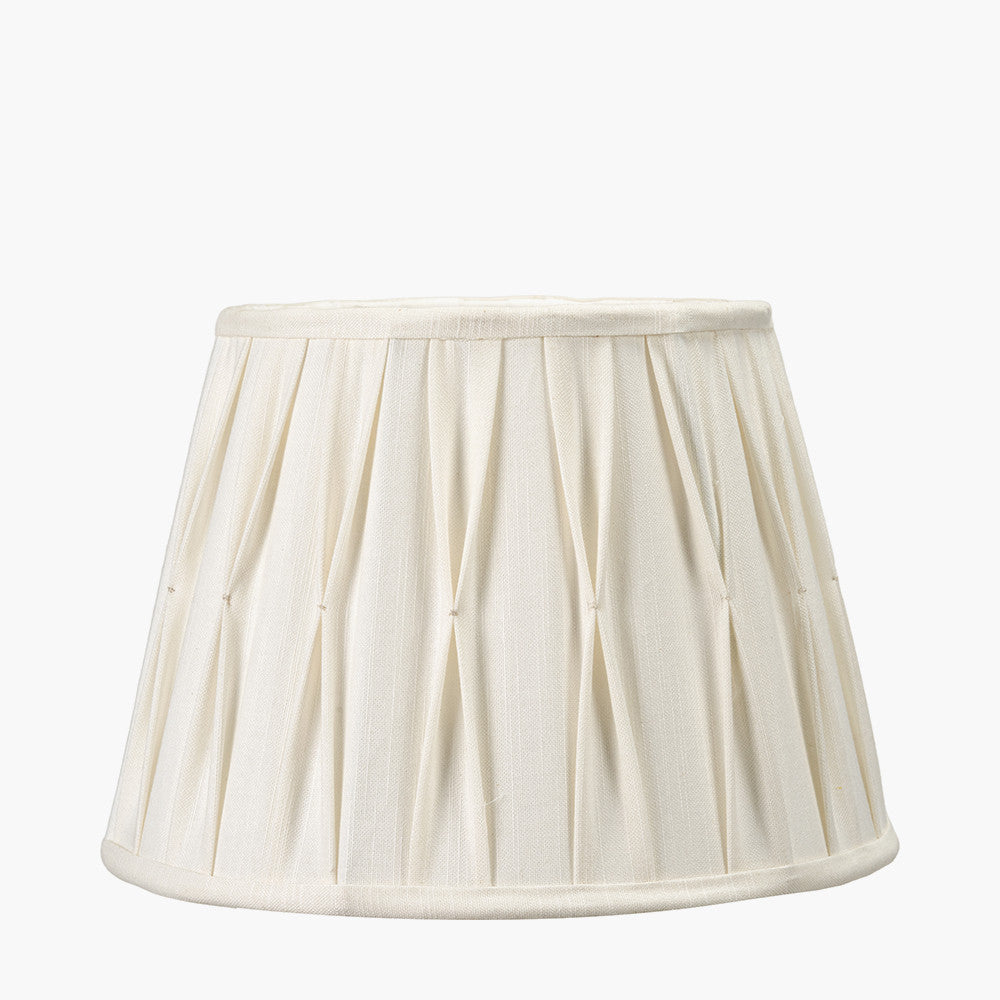 Odette 30cm White Linen Slub Pinch Pleat Tapered Lampshade