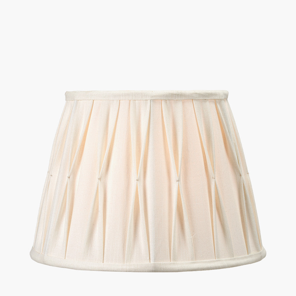 Odette 30cm White Linen Slub Pinch Pleat Tapered Lampshade