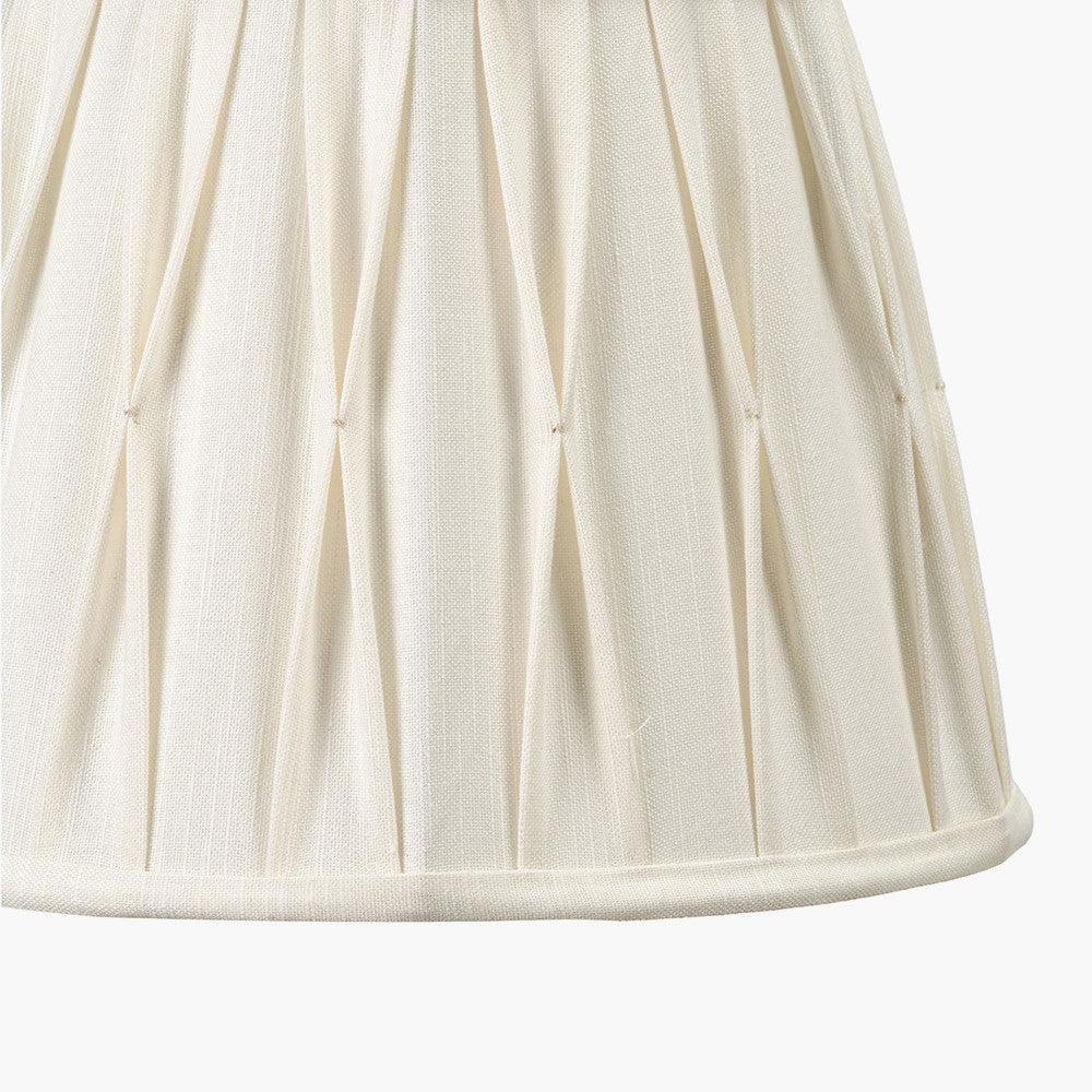Odette 30cm White Linen Slub Pinch Pleat Tapered Lampshade