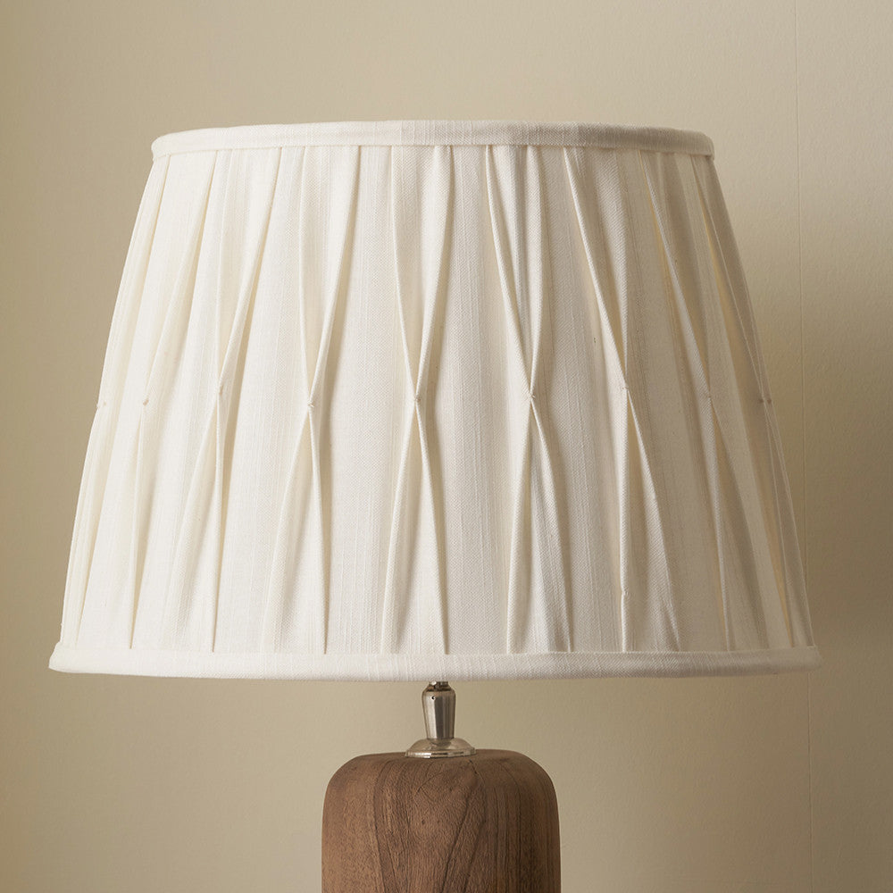 Odette 30cm White Linen Slub Pinch Pleat Tapered Lampshade