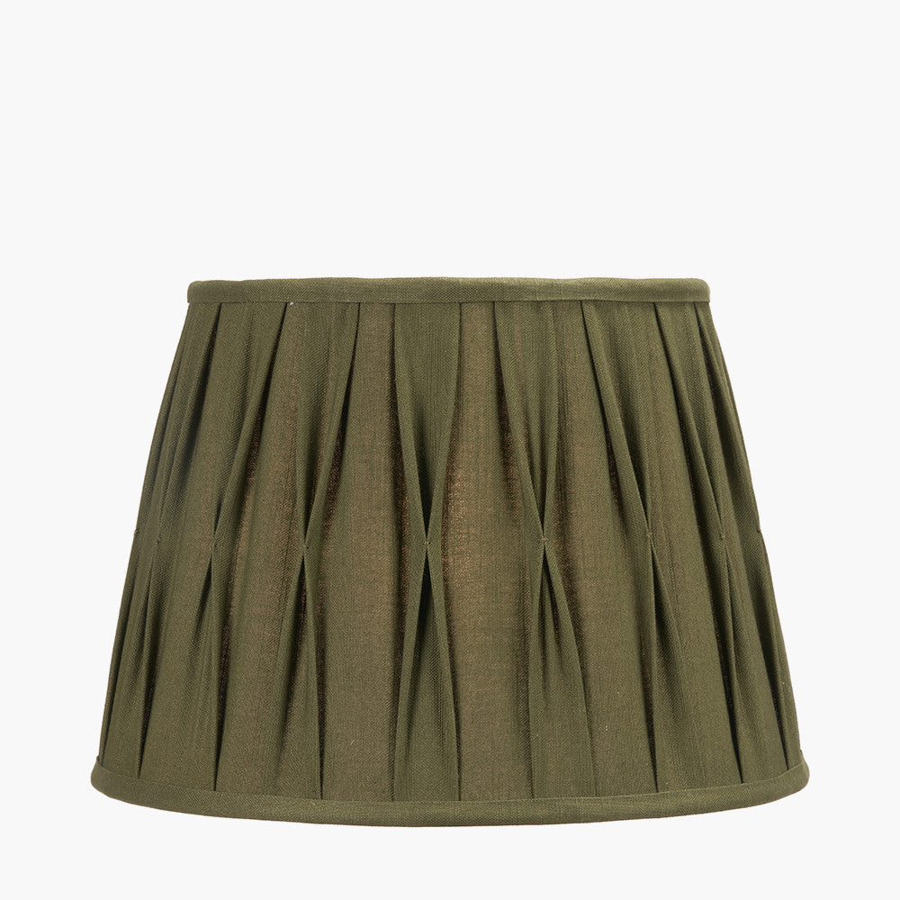Odette 35cm Olive Green Cotton Slub Pinch Pleat Tapered Lampshade