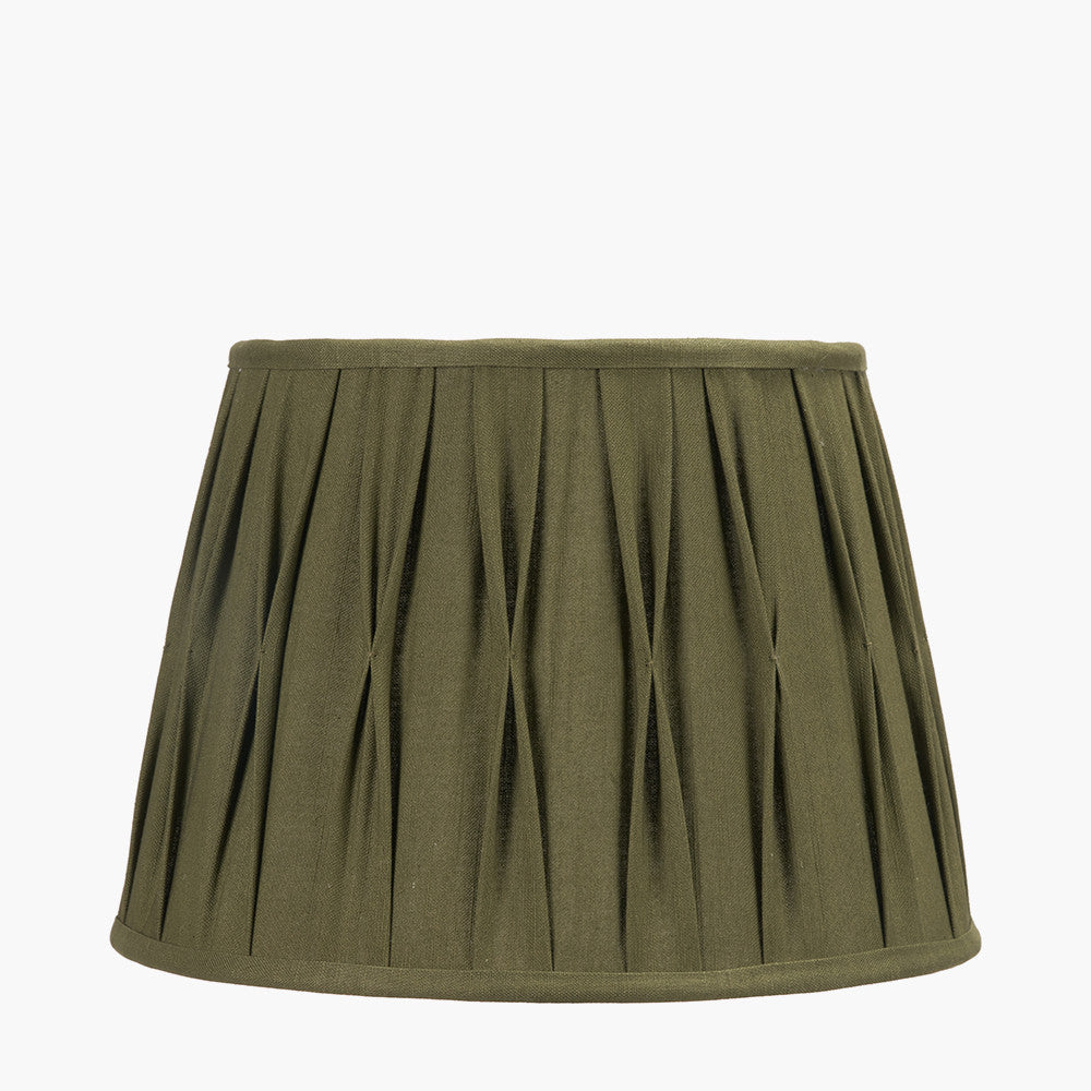 Odette 35cm Olive Green Cotton Slub Pinch Pleat Tapered Lampshade