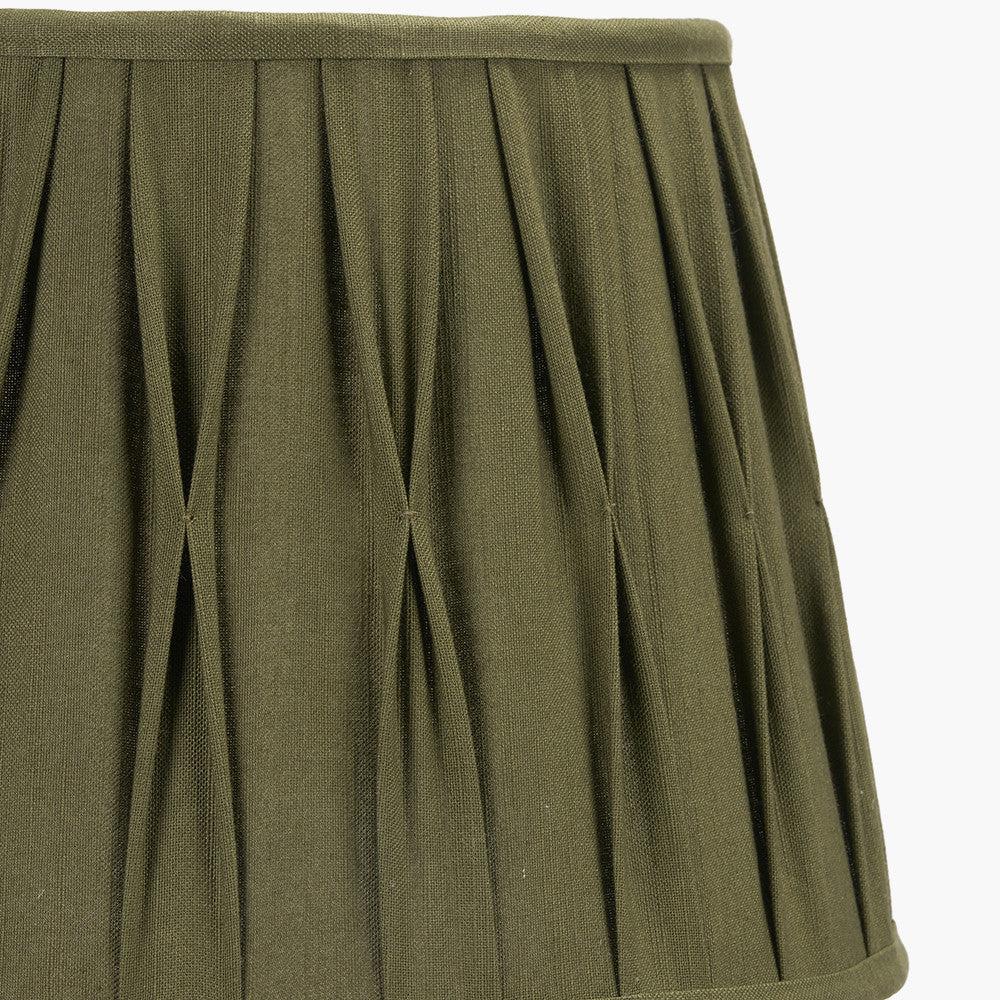 Odette 35cm Olive Green Cotton Slub Pinch Pleat Tapered Lampshade