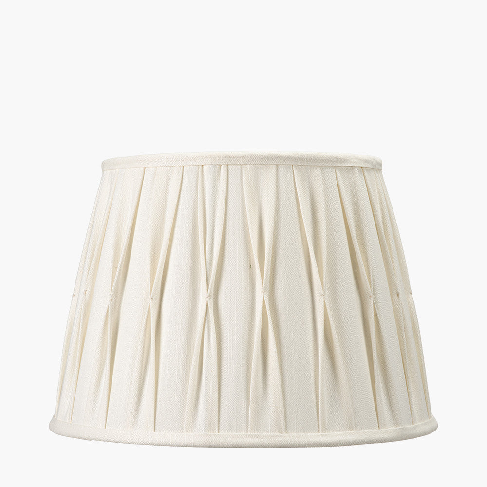 Odette 35cm White Linen Cotton Slub Pinch Pleat Tapered Lampshade