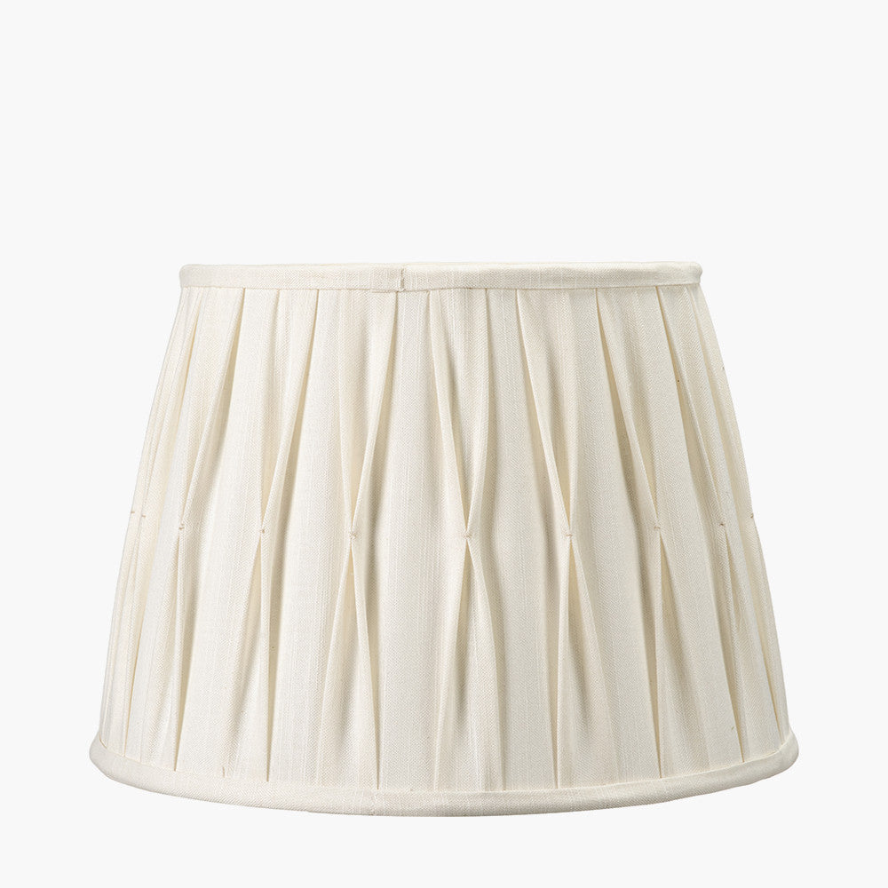 Odette 35cm White Linen Cotton Slub Pinch Pleat Tapered Lampshade