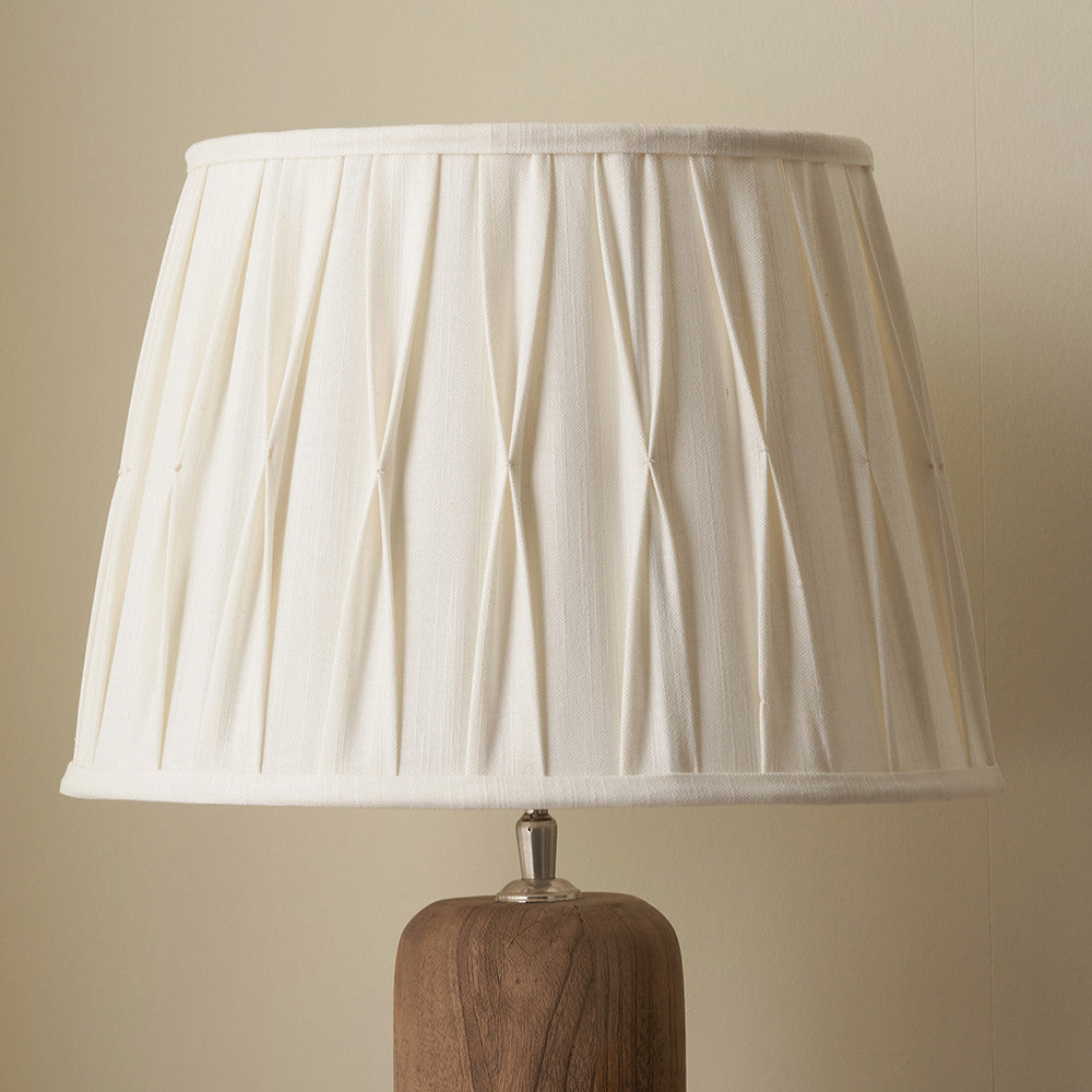 Odette 35cm White Linen Cotton Slub Pinch Pleat Tapered Lampshade
