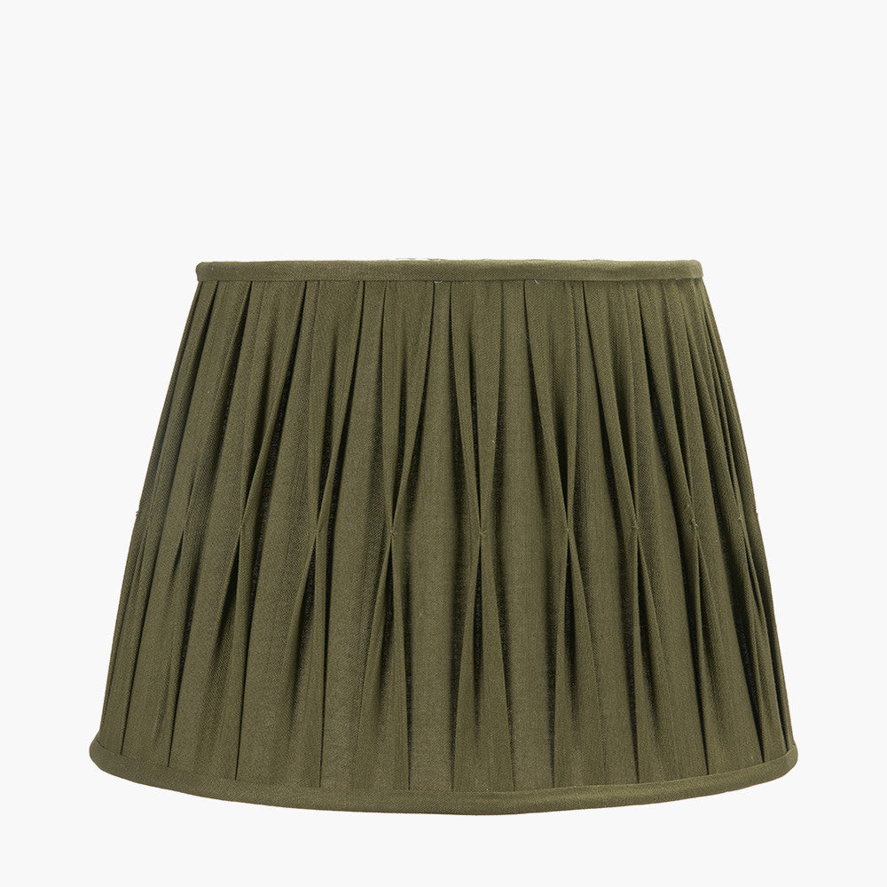 Odette 40cm Olive Green Cotton Slub Pinch Pleat Tapered Lampshade