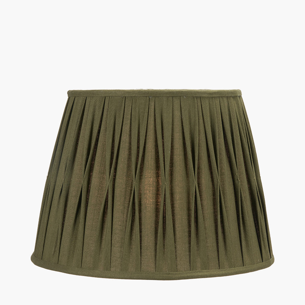 Odette 40cm Olive Green Cotton Slub Pinch Pleat Tapered Lampshade
