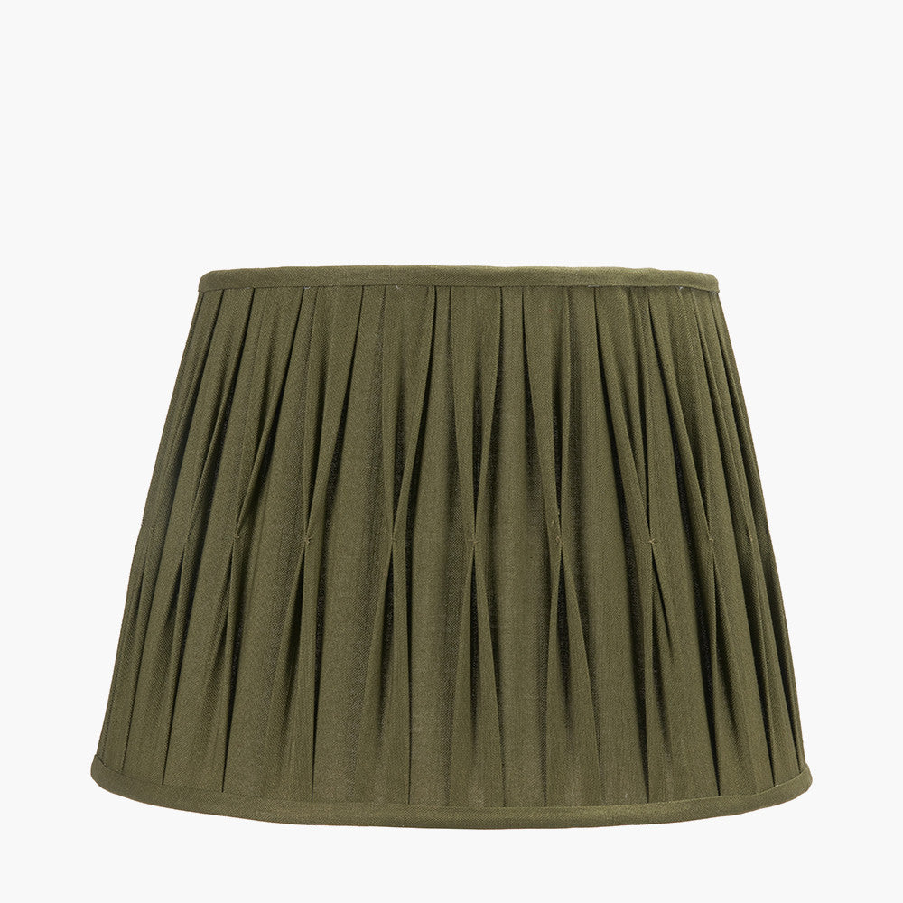 Odette 40cm Olive Green Cotton Slub Pinch Pleat Tapered Lampshade
