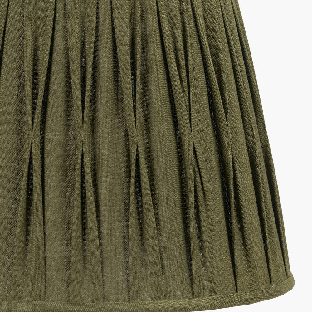 Odette 40cm Olive Green Cotton Slub Pinch Pleat Tapered Lampshade