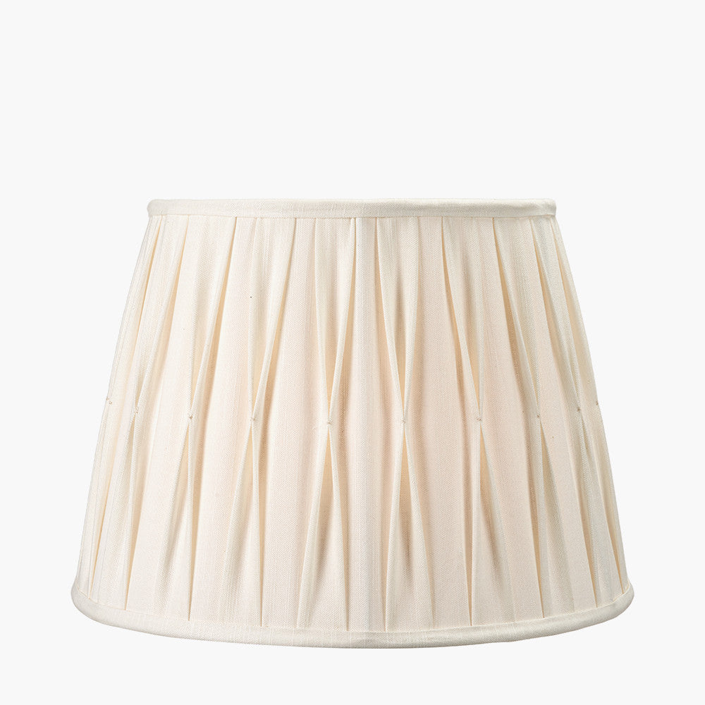 Odette 40cm White Linen Cotton Slub Pinch Pleat Tapered Lampshade