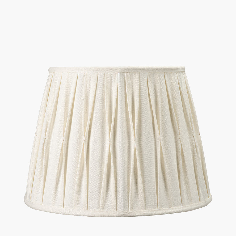 Odette 40cm White Linen Cotton Slub Pinch Pleat Tapered Lampshade