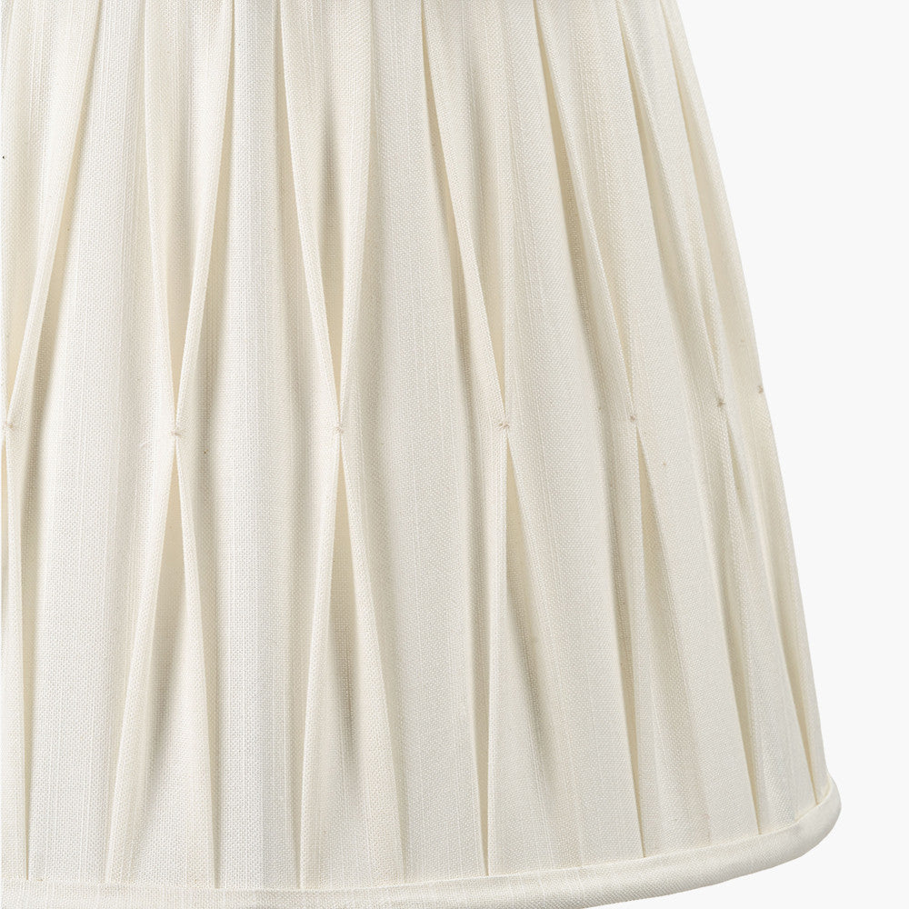 Odette 40cm White Linen Cotton Slub Pinch Pleat Tapered Lampshade