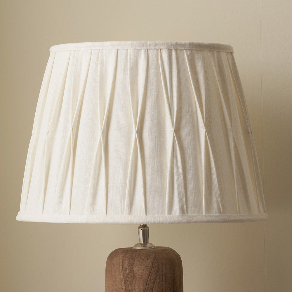 Odette 40cm White Linen Cotton Slub Pinch Pleat Tapered Lampshade