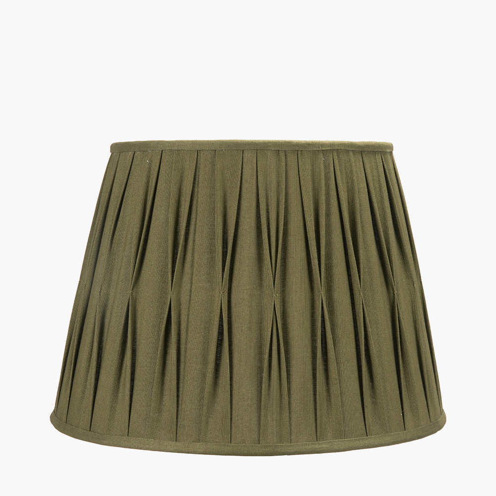 Odette 45cm Olive Green Cotton Slub Pinch Pleat Tapered Lampshade