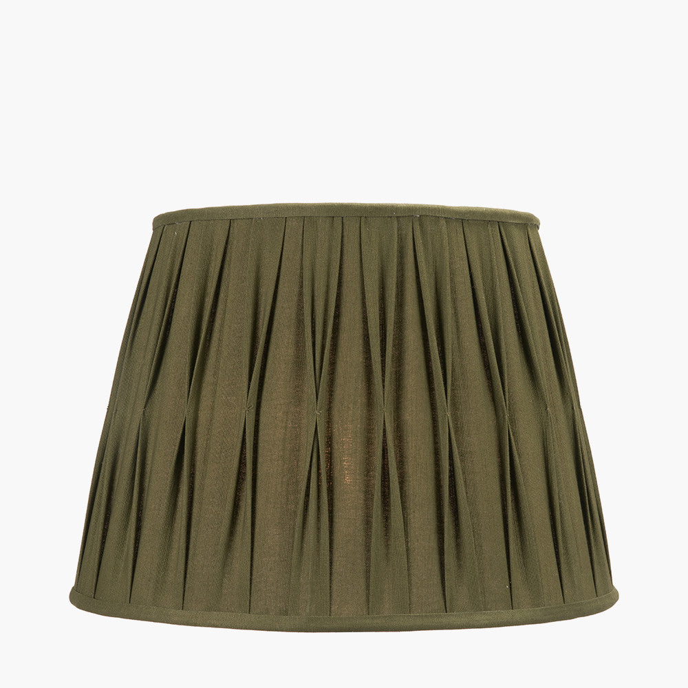 Odette 45cm Olive Green Cotton Slub Pinch Pleat Tapered Lampshade