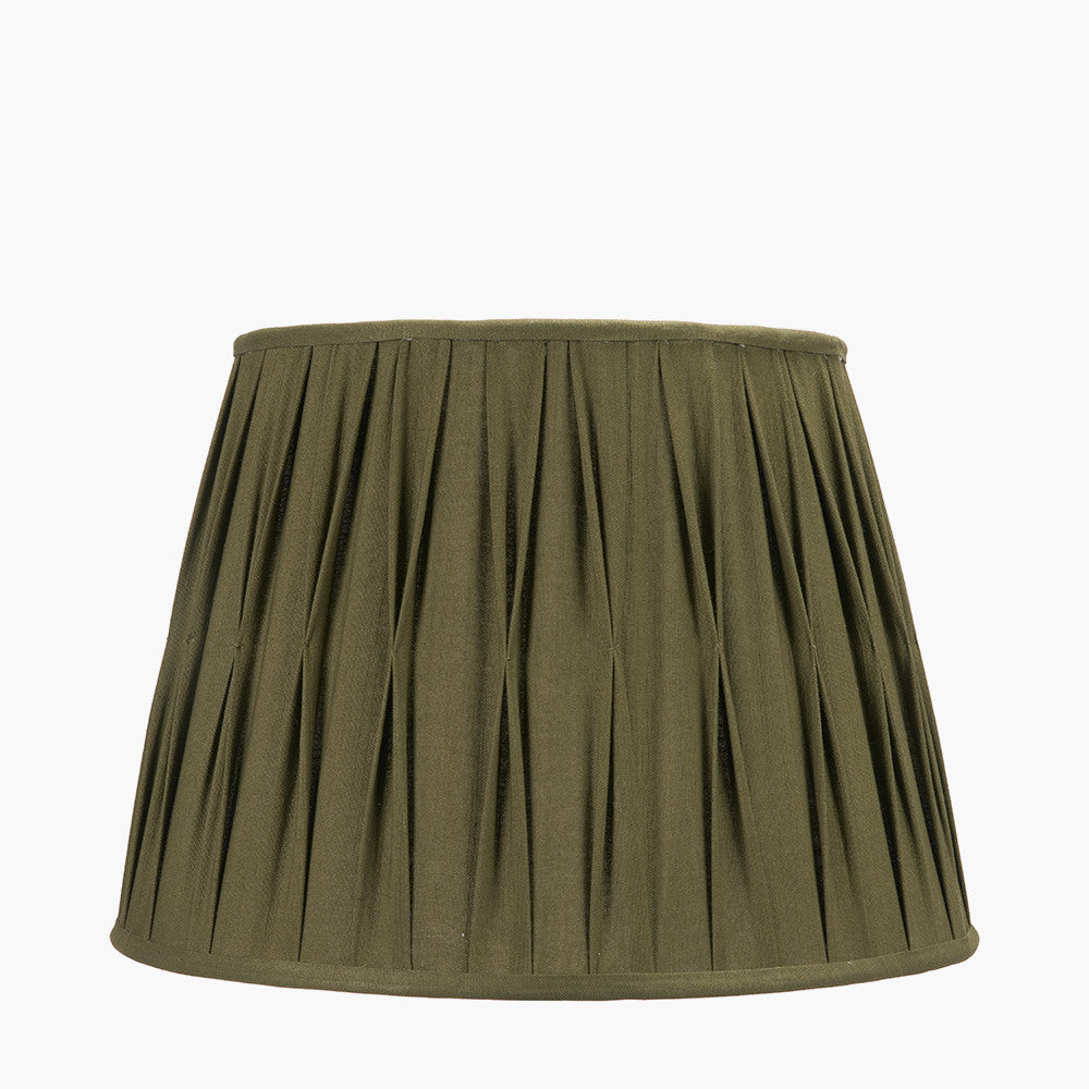 Odette 45cm Olive Green Cotton Slub Pinch Pleat Tapered Lampshade