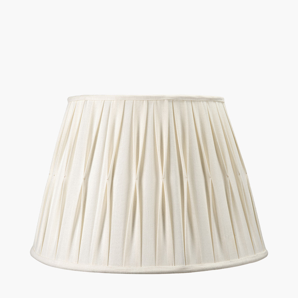 Odette 45cm White Linen Cotton Slub Pinch Pleat Tapered Lampshade