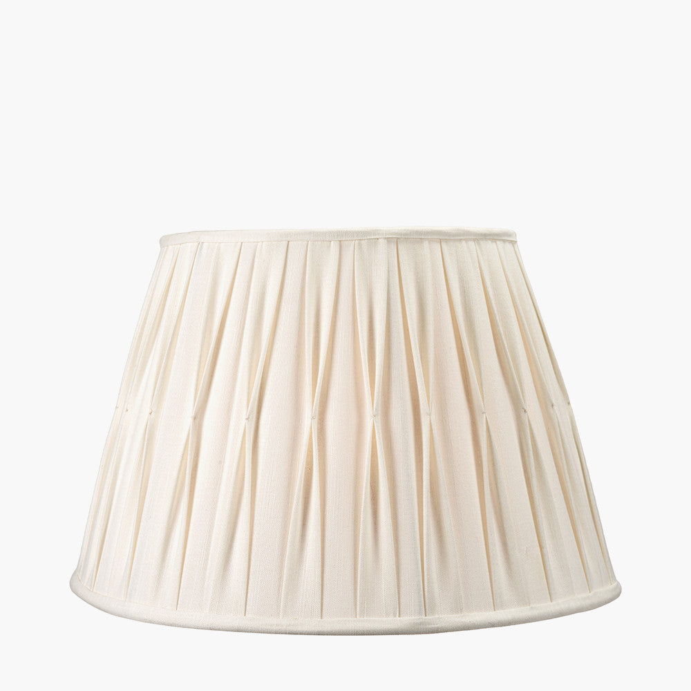 Odette 45cm White Linen Cotton Slub Pinch Pleat Tapered Lampshade
