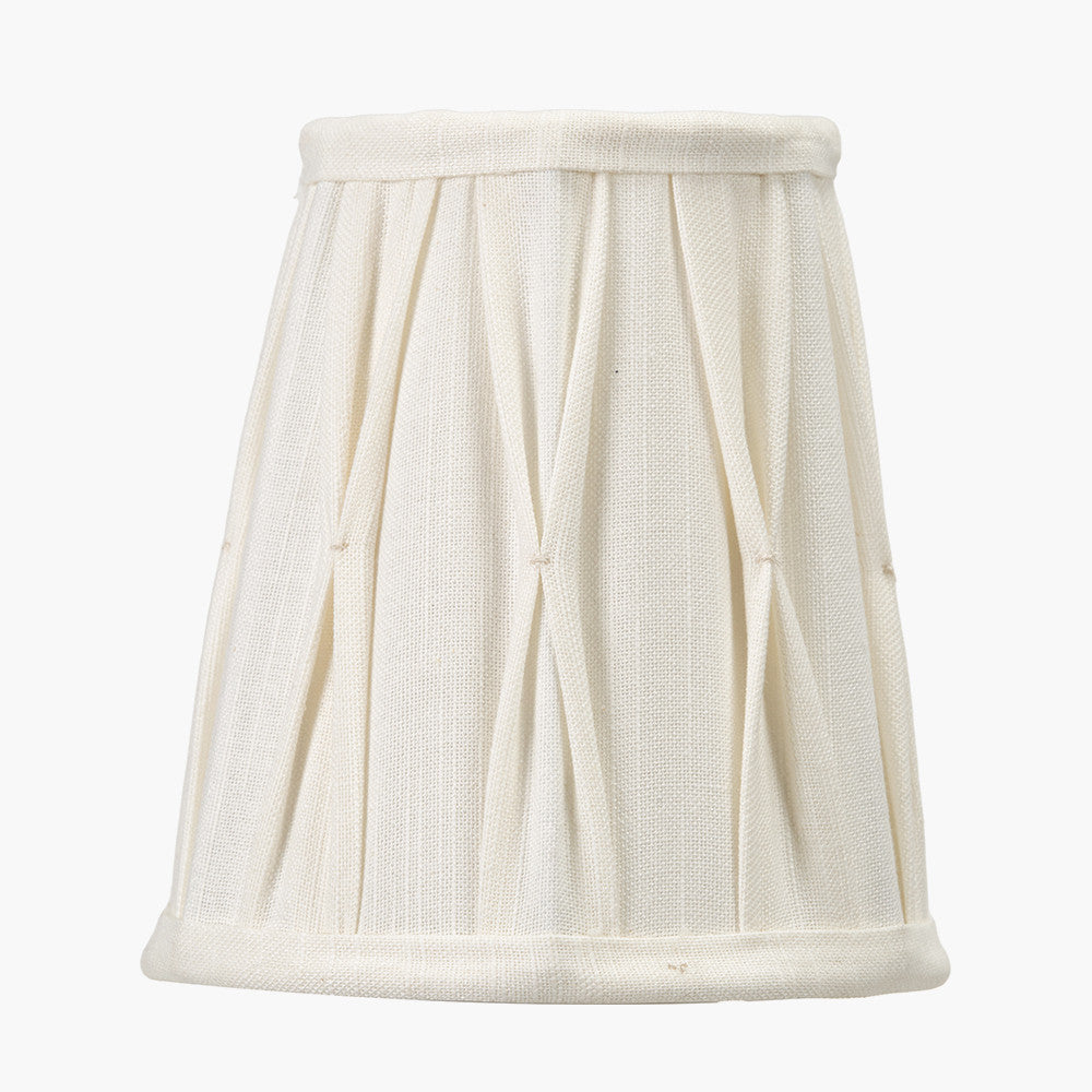 Odette 14cm White Linen Cotton Slub Pinch Pleat Tall Tapered Candle Clip Lampshade