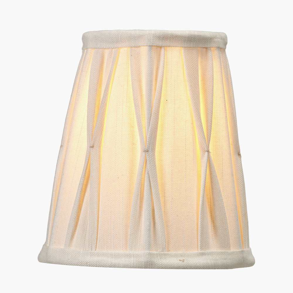 Odette 14cm White Linen Cotton Slub Pinch Pleat Tall Tapered Candle Clip Lampshade