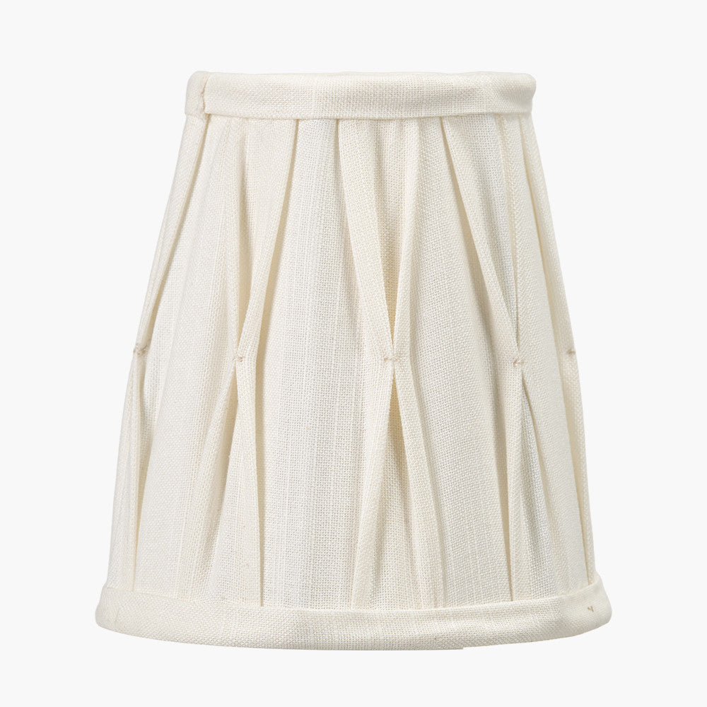 Odette 14cm White Linen Cotton Slub Pinch Pleat Tall Tapered Candle Clip Lampshade