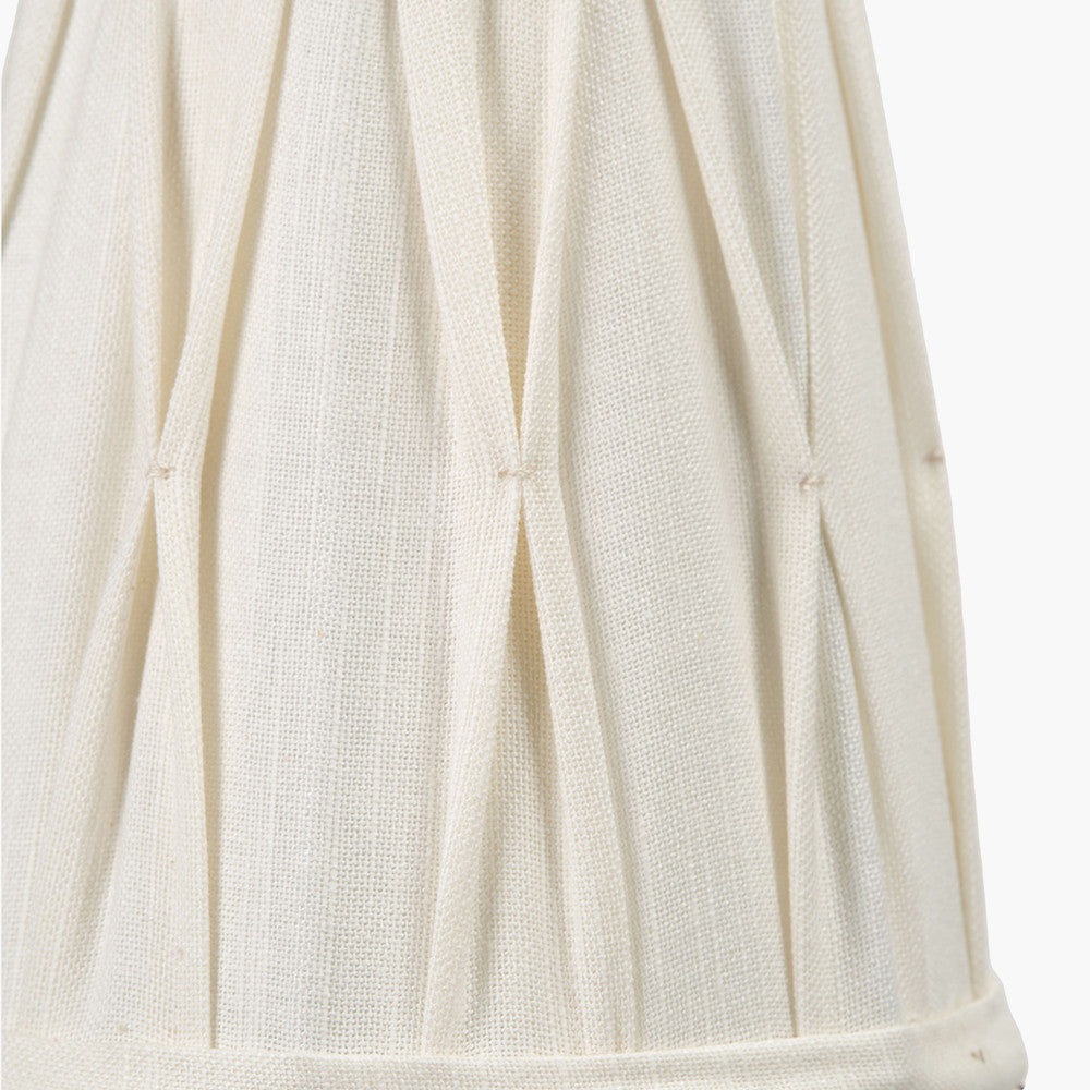 Odette 14cm White Linen Cotton Slub Pinch Pleat Tall Tapered Candle Clip Lampshade