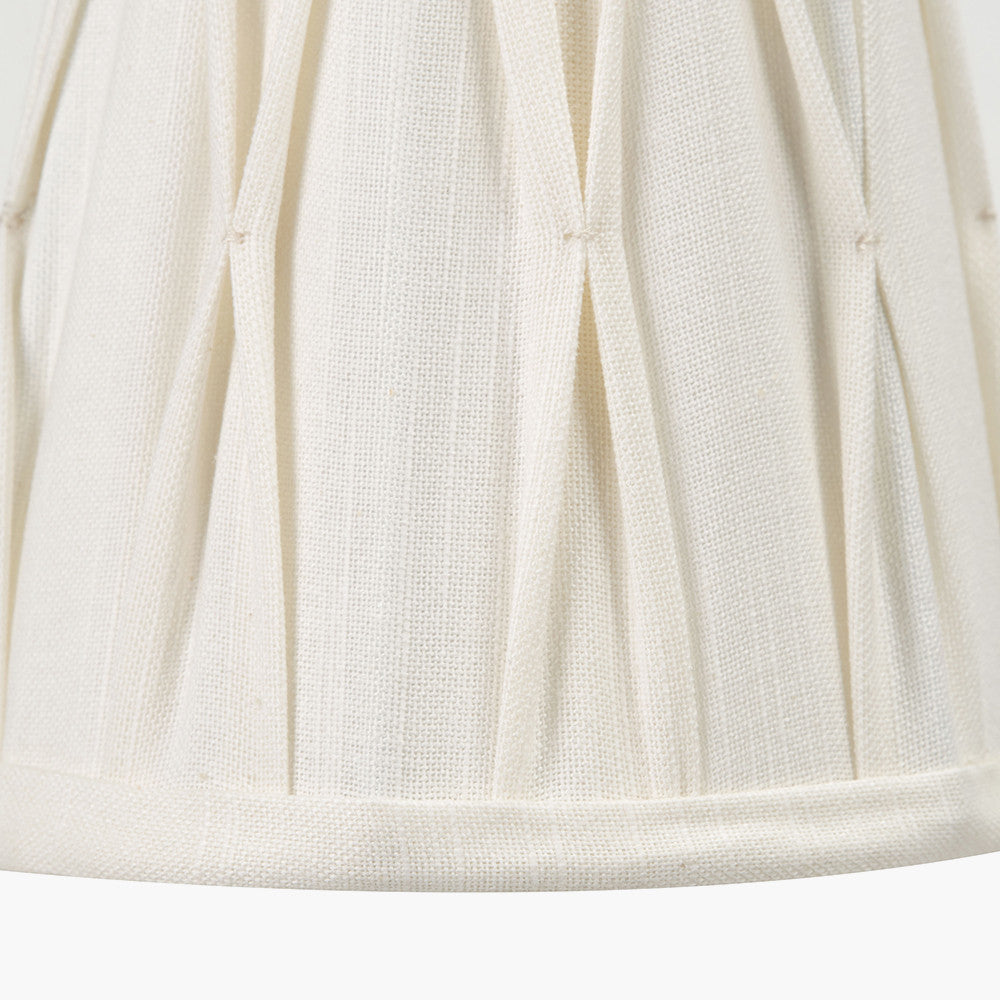 Odette 14cm White Linen Cotton Slub Pinch Pleat Tall Tapered Candle Clip Lampshade