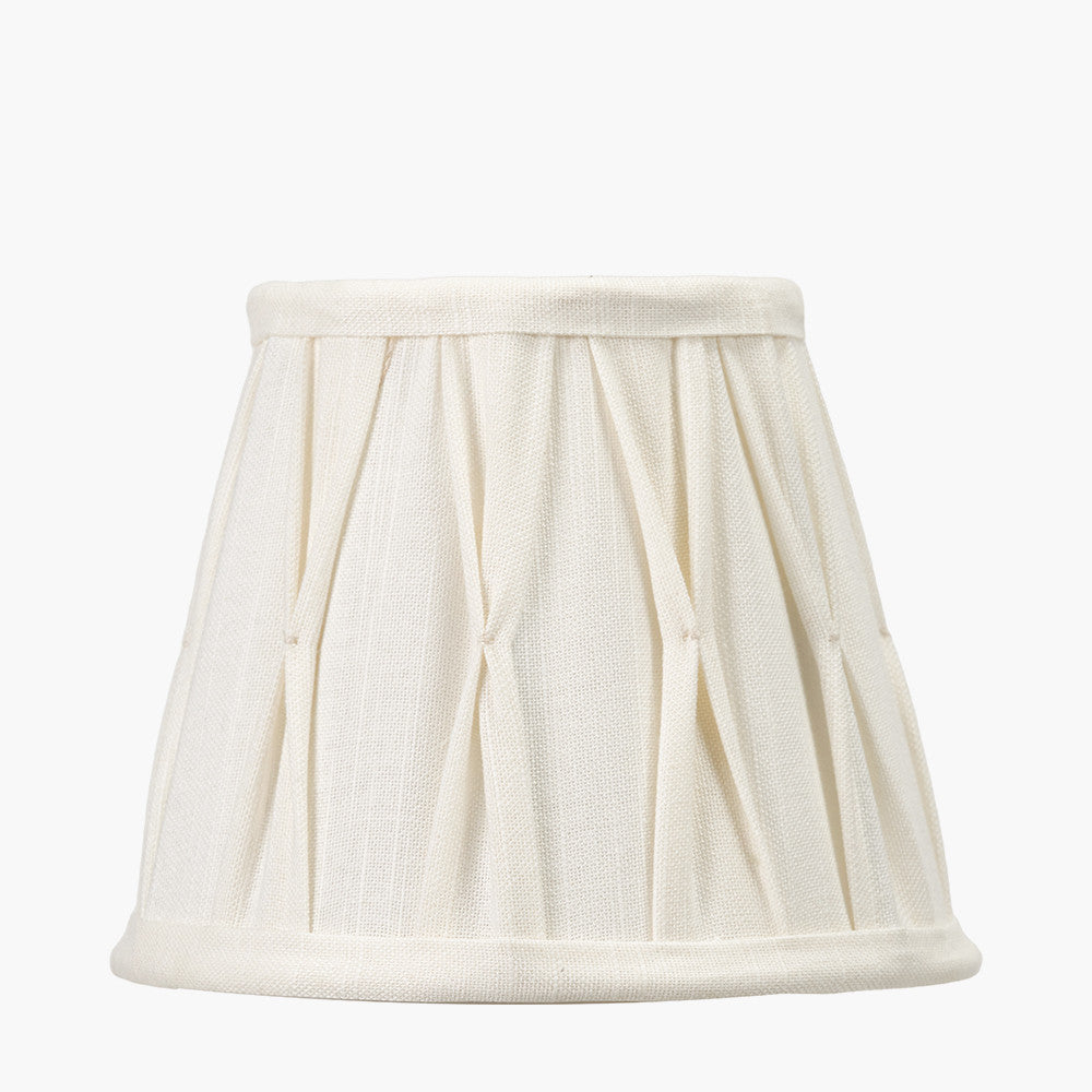 Odette 16cm White Linen Cotton Slub Pinch Pleat Tapered Lampshade