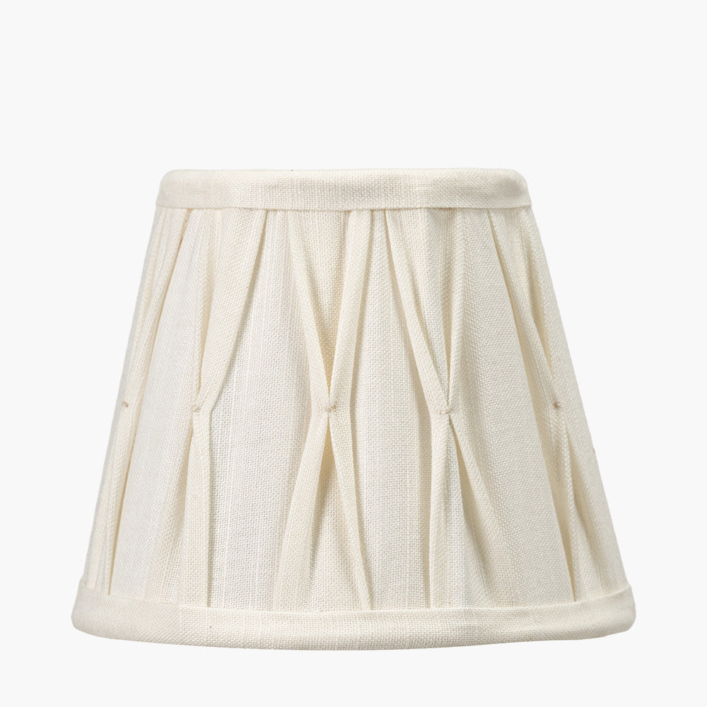 Odette 16cm White Linen Cotton Slub Pinch Pleat Tapered Lampshade