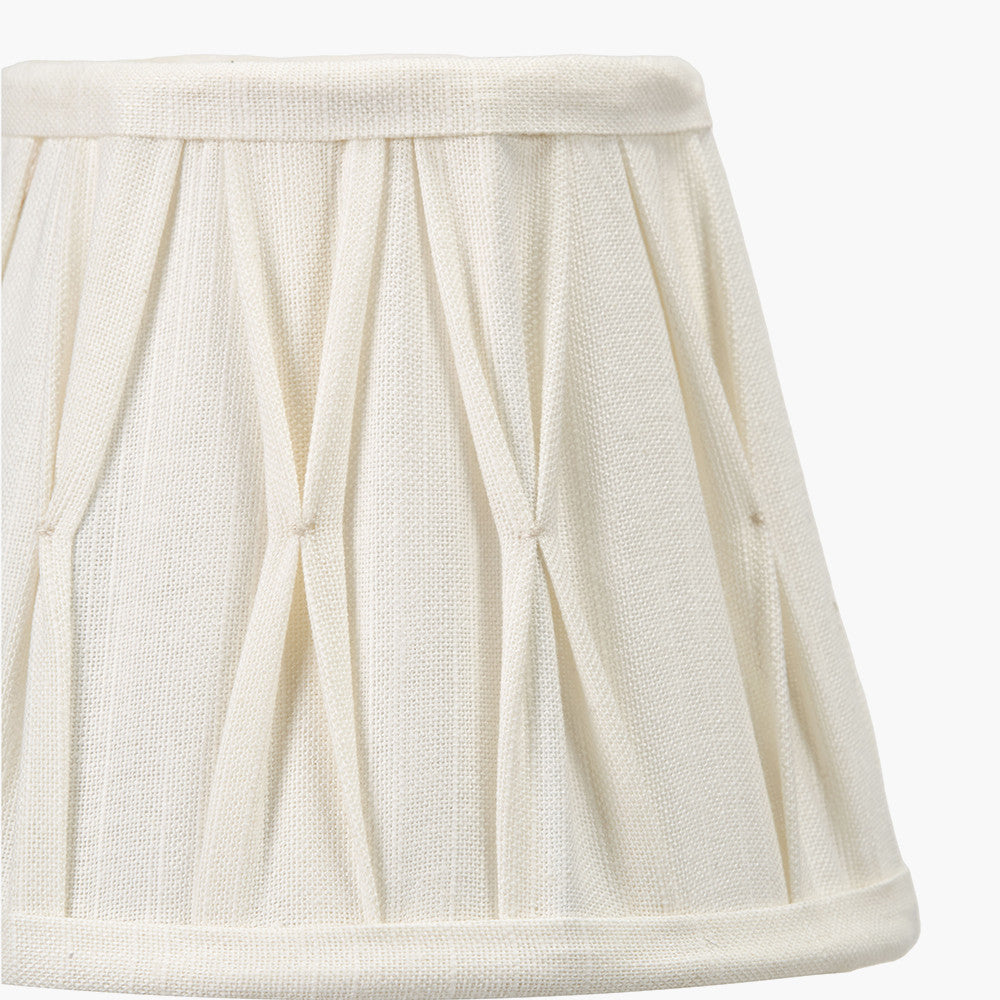 Odette 16cm White Linen Cotton Slub Pinch Pleat Tapered Lampshade