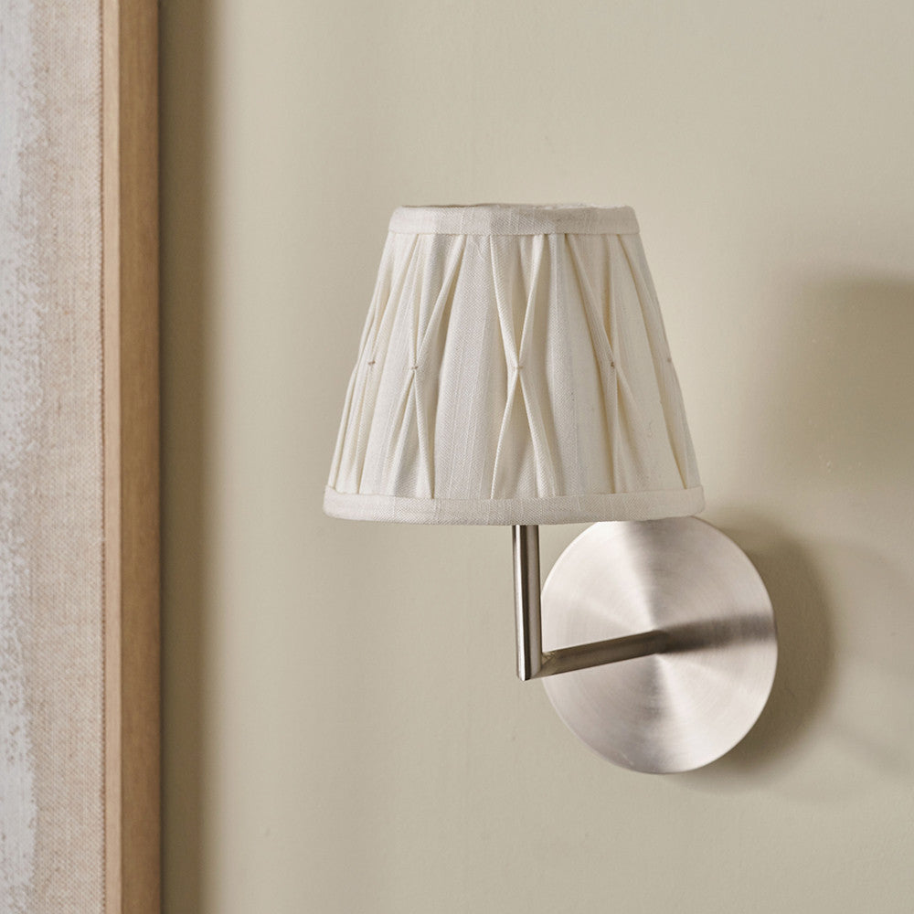 Odette 16cm White Linen Cotton Slub Pinch Pleat Tapered Lampshade