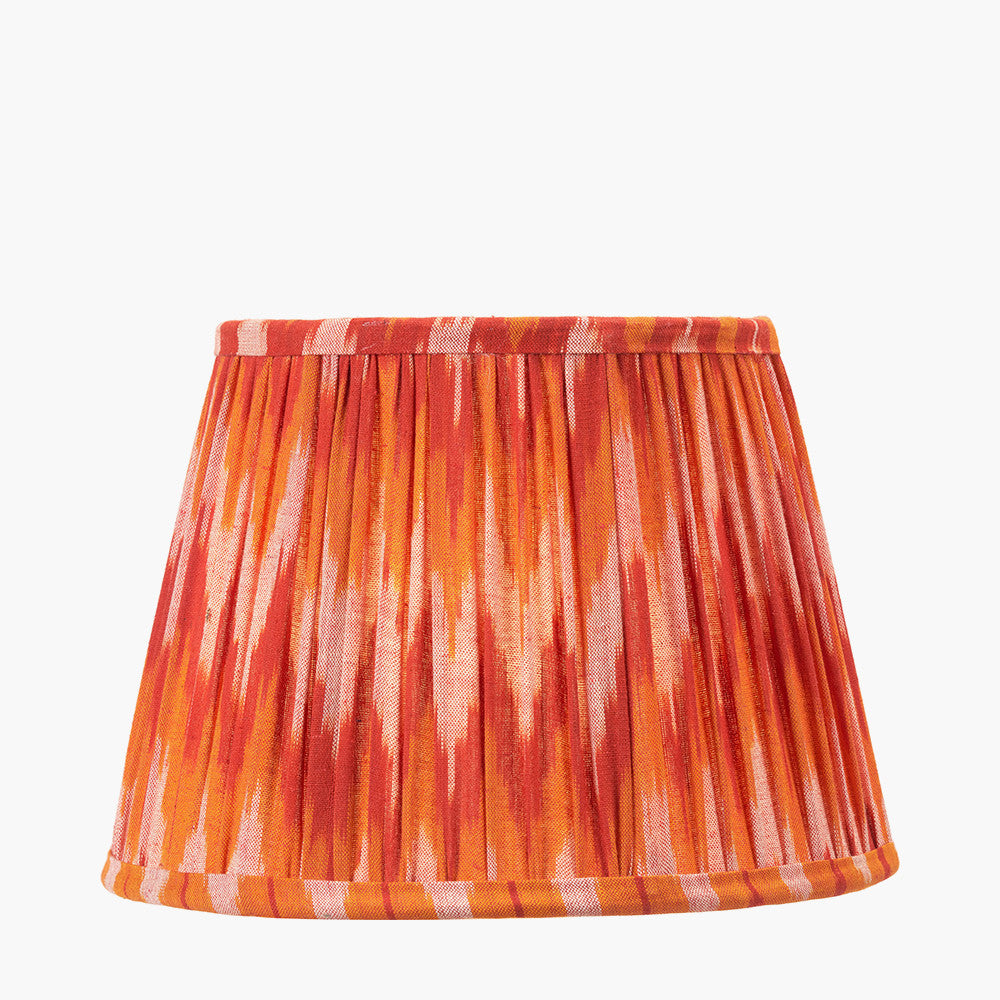 Suri 25 cm Pink and Orange Ikat Patterned Mushroom Pleat Tapered Lampshade