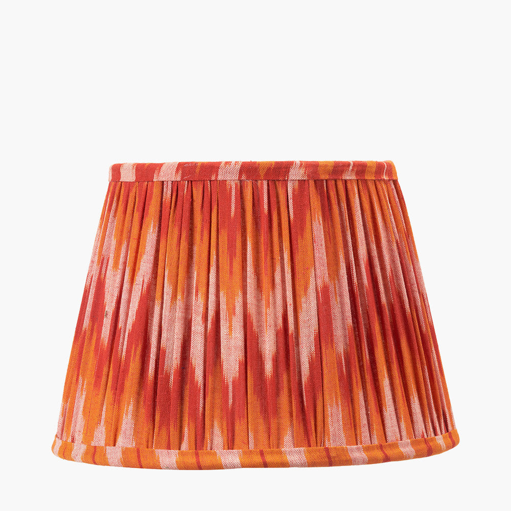 Suri 25 cm Pink and Orange Ikat Patterned Mushroom Pleat Tapered Lampshade