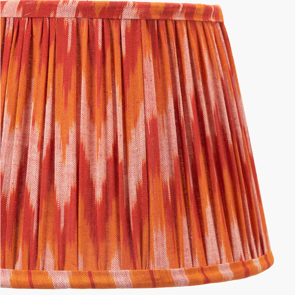 Suri 25 cm Pink and Orange Ikat Patterned Mushroom Pleat Tapered Lampshade