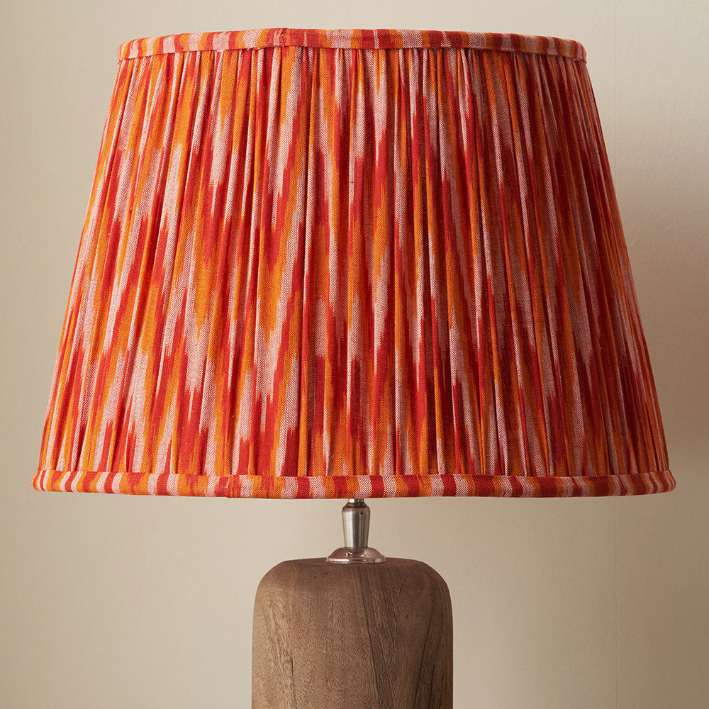 Suri 25 cm Pink and Orange Ikat Patterned Mushroom Pleat Tapered Lampshade