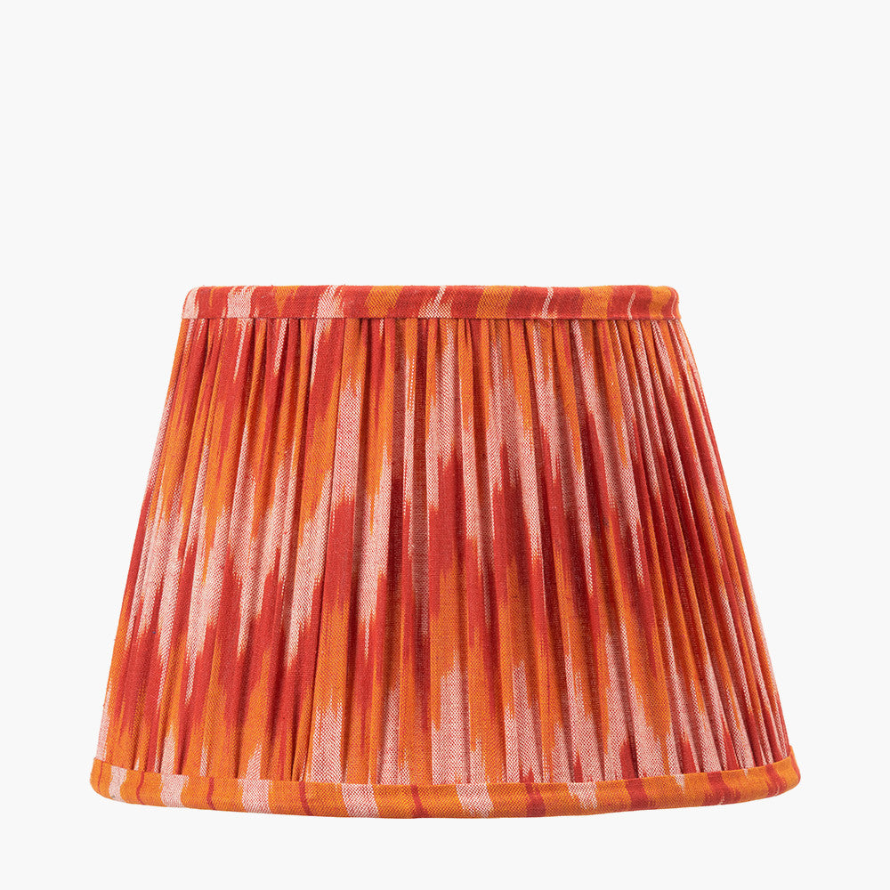Suri 30 cm Pink and Orange Ikat Patterned Mushroom Pleat Tapered Lampshade