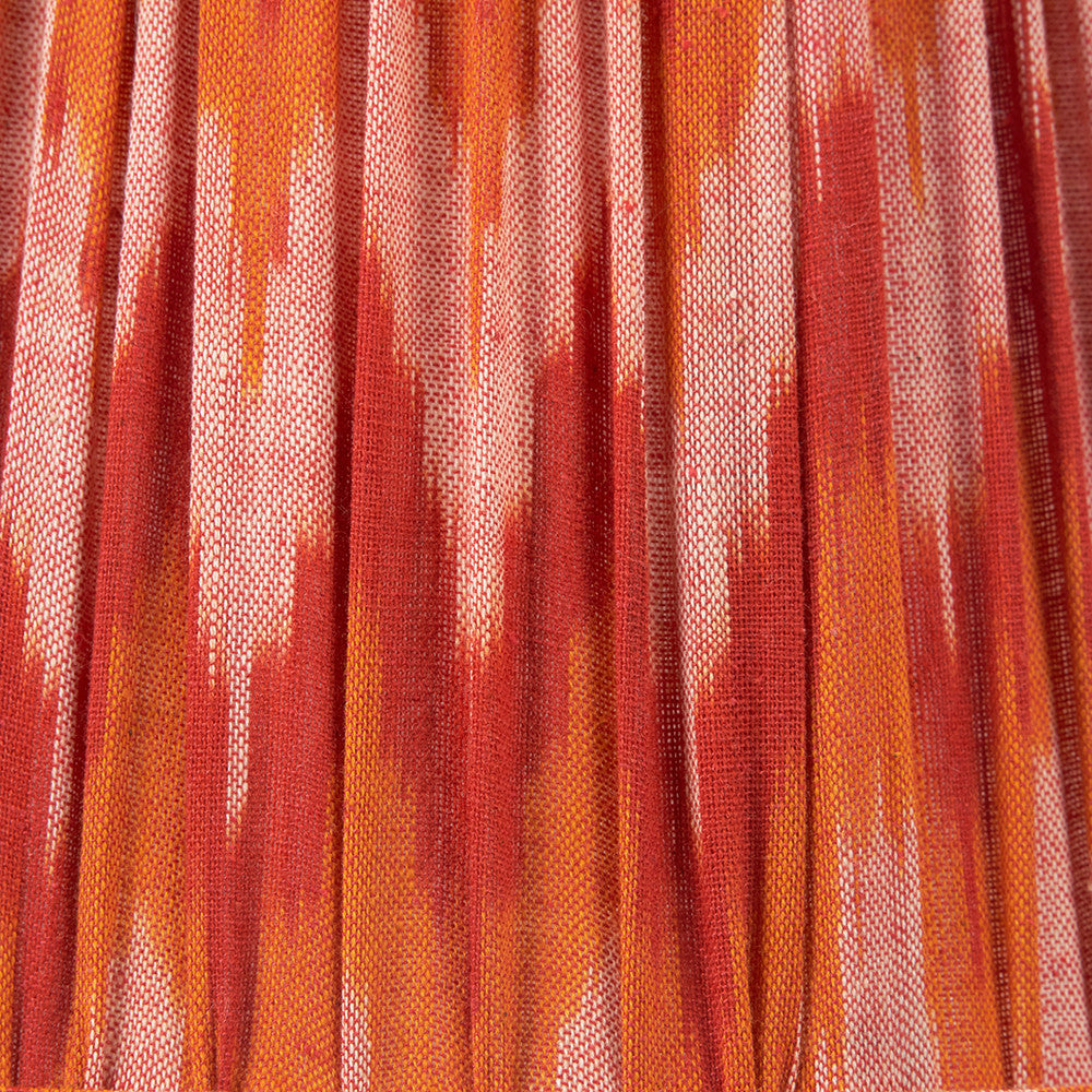 Suri 30 cm Pink and Orange Ikat Patterned Mushroom Pleat Tapered Lampshade