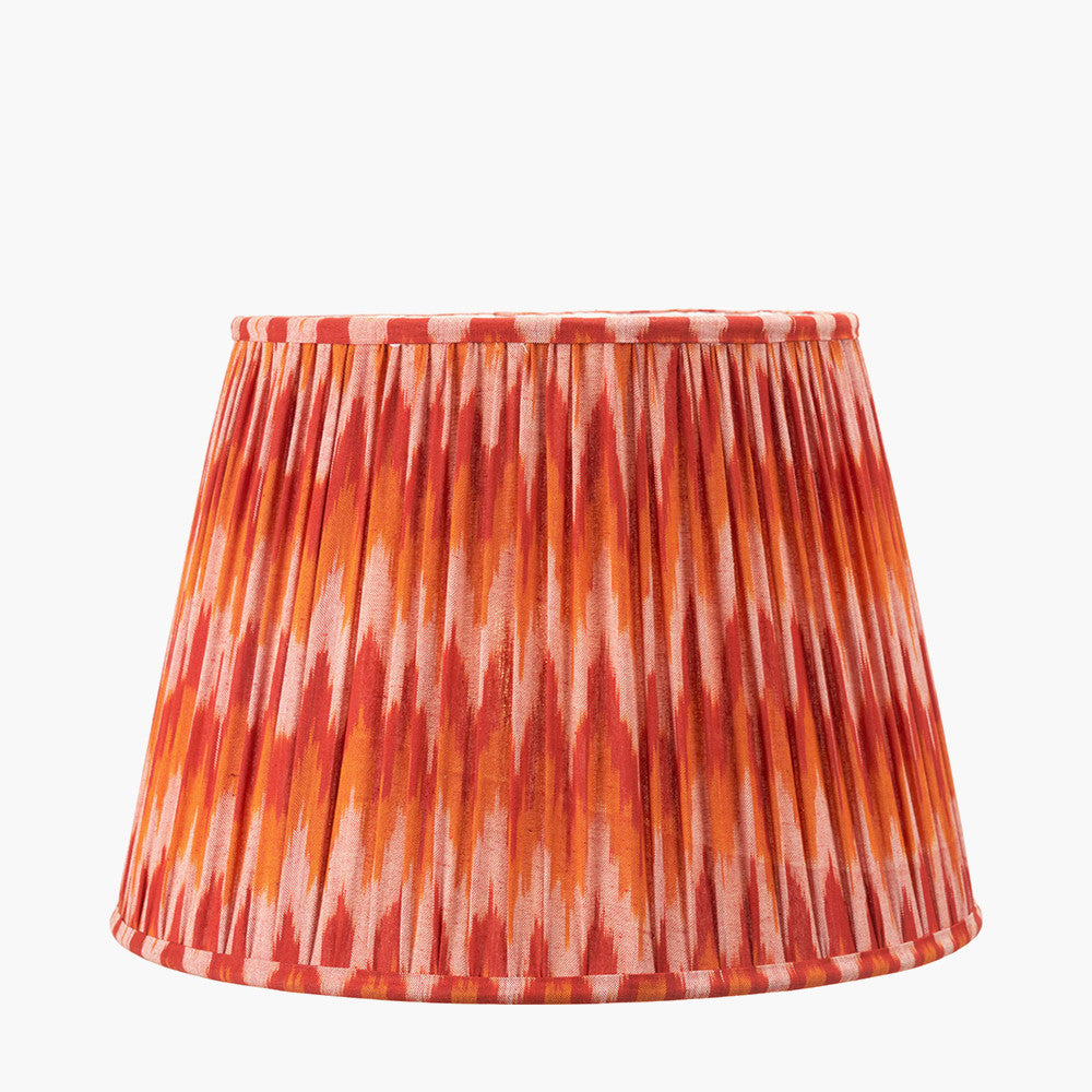 Suri 40 cm Pink and Orange Ikat Patterned Mushroom Pleat Tapered Lampshade