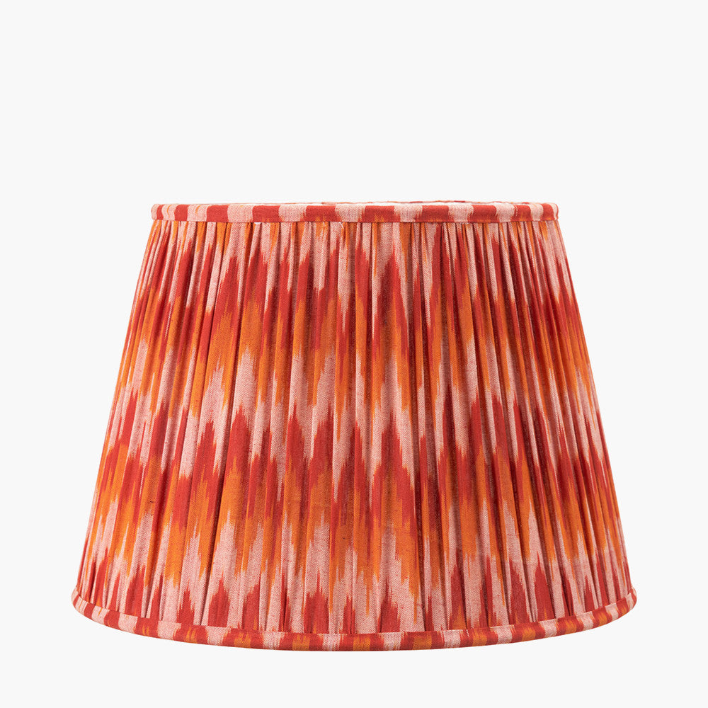 Suri 40 cm Pink and Orange Ikat Patterned Mushroom Pleat Tapered Lampshade