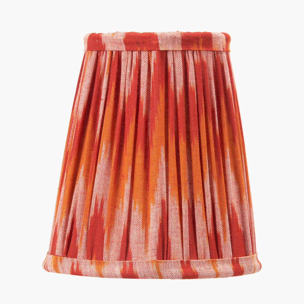 Suri 14cm Pink and Orange Ikat Patterned Mushroom Pleat Tall Tapered Candle Clip Lampshade