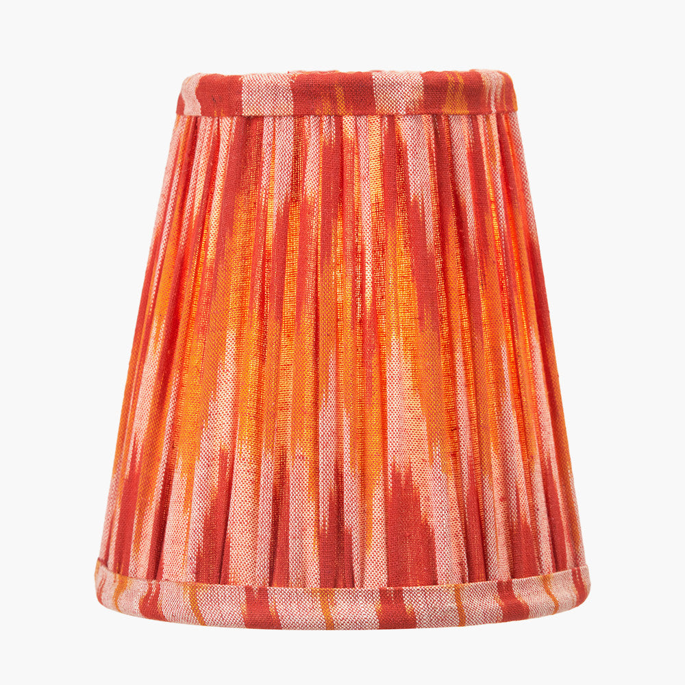 Suri 14cm Pink and Orange Ikat Patterned Mushroom Pleat Tall Tapered Candle Clip Lampshade