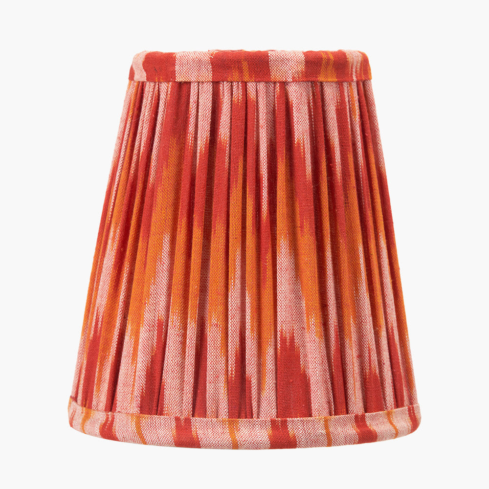 Suri 14cm Pink and Orange Ikat Patterned Mushroom Pleat Tall Tapered Candle Clip Lampshade