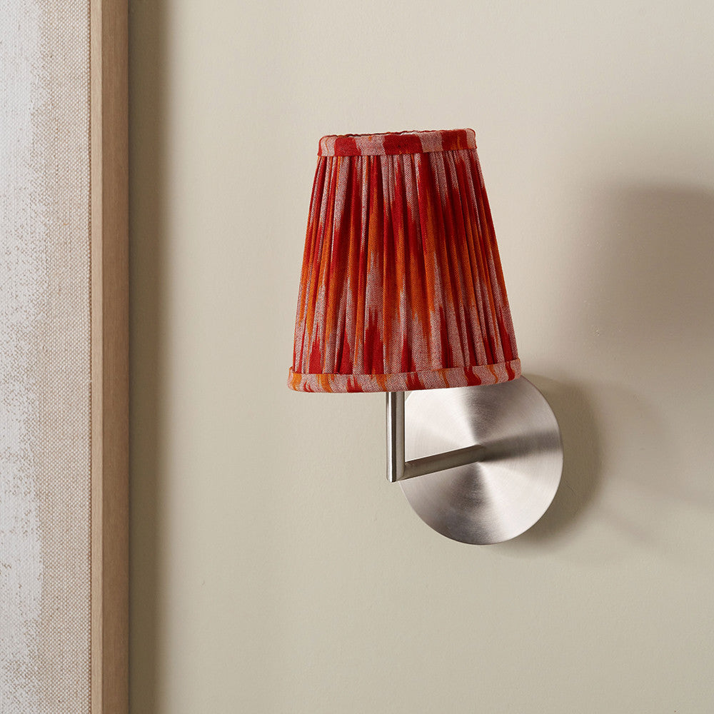 Suri 14cm Pink and Orange Ikat Patterned Mushroom Pleat Tall Tapered Candle Clip Lampshade